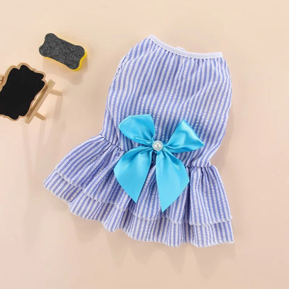 Vestito da Principessa a Righe e Quadri con Fiocco per Animali