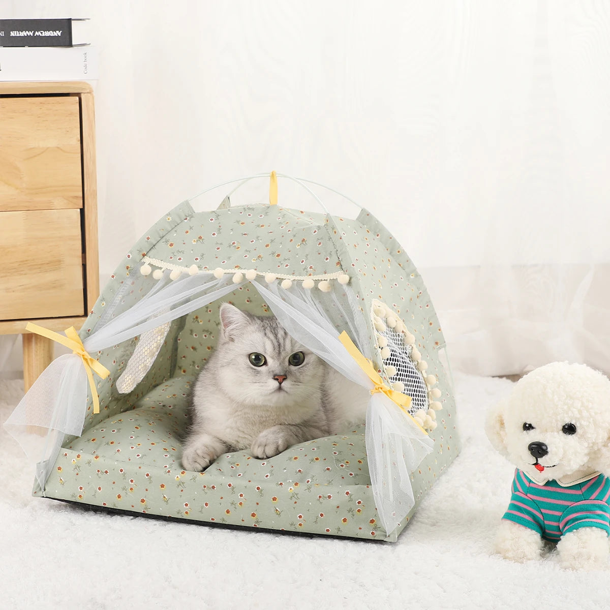 Cat Tent Bed Warm Winter Pet House Cozy Cushion
