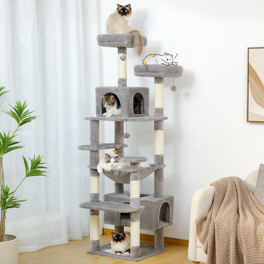 Large Cat Tree Tower with Hammock Condo Scratching Posts