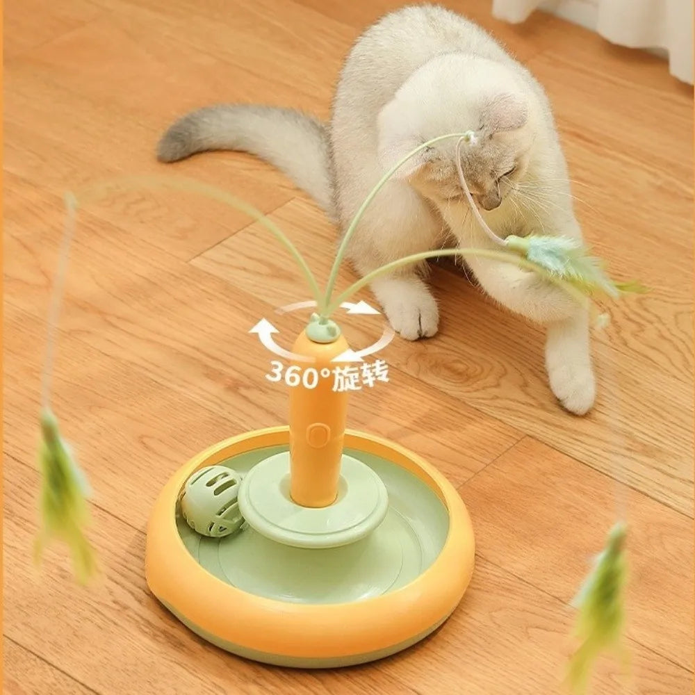 Automatic Rotating Cat Toy 360° Interactive Feather Teaser