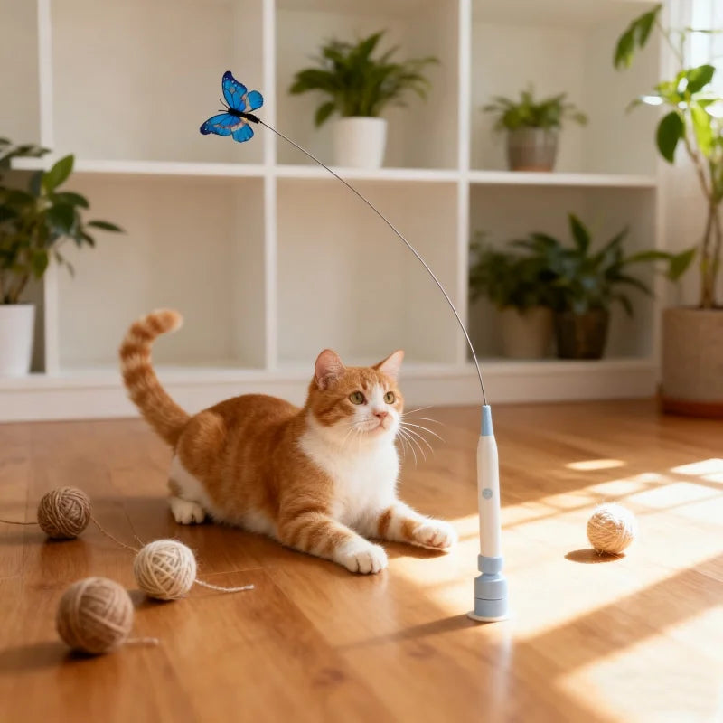 Electric Butterfly Cat Toy Suction Cup Interactive Teaser