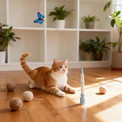 Electric Butterfly Cat Toy Suction Cup Interactive Teaser