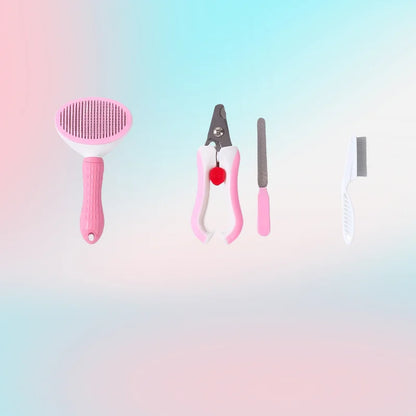 Kit da Toelettatura 3 Pezzi per Gatti con Guanto e Tagliaunghie