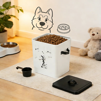 Airtight Metal Pet Food Storage Container with Scoop
