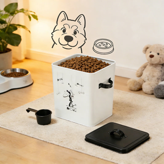 Airtight Metal Pet Food Storage Container with Scoop