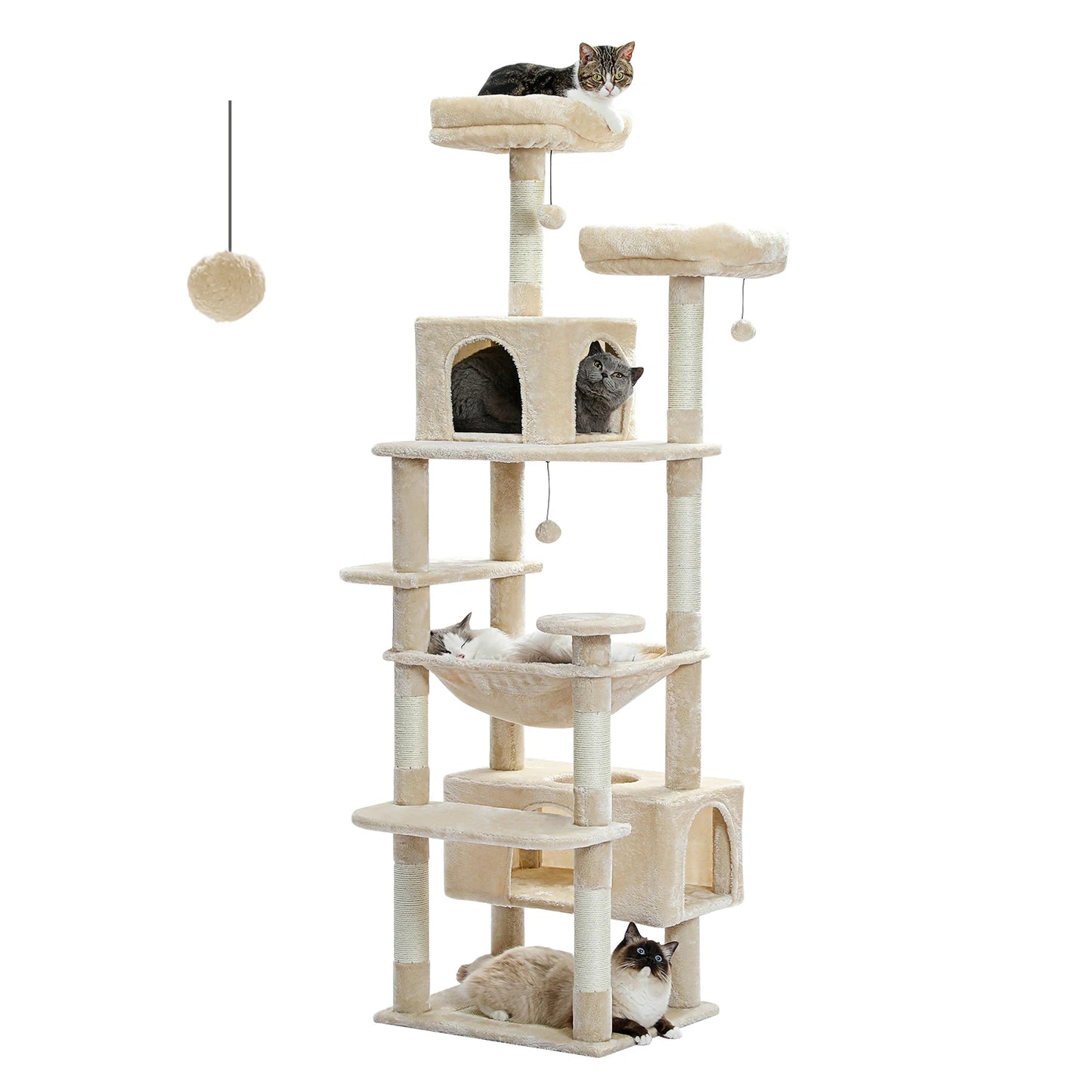 Large Cat Tree Tower with Hammock Condo Scratching Posts