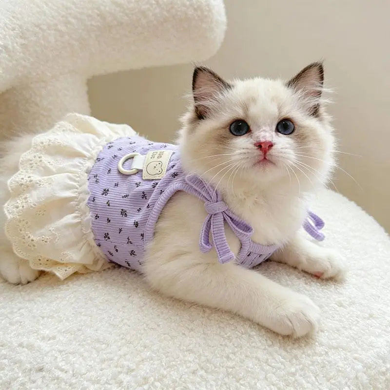 Vestito Floreale con Pettorina per Gatti