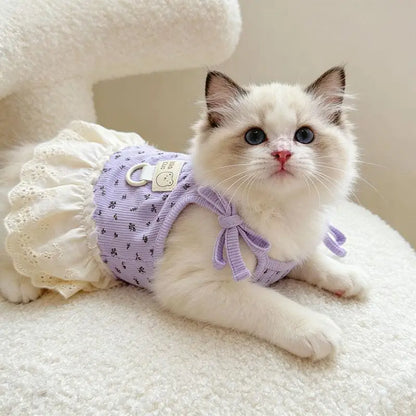 Vestito Floreale con Pettorina per Gatti