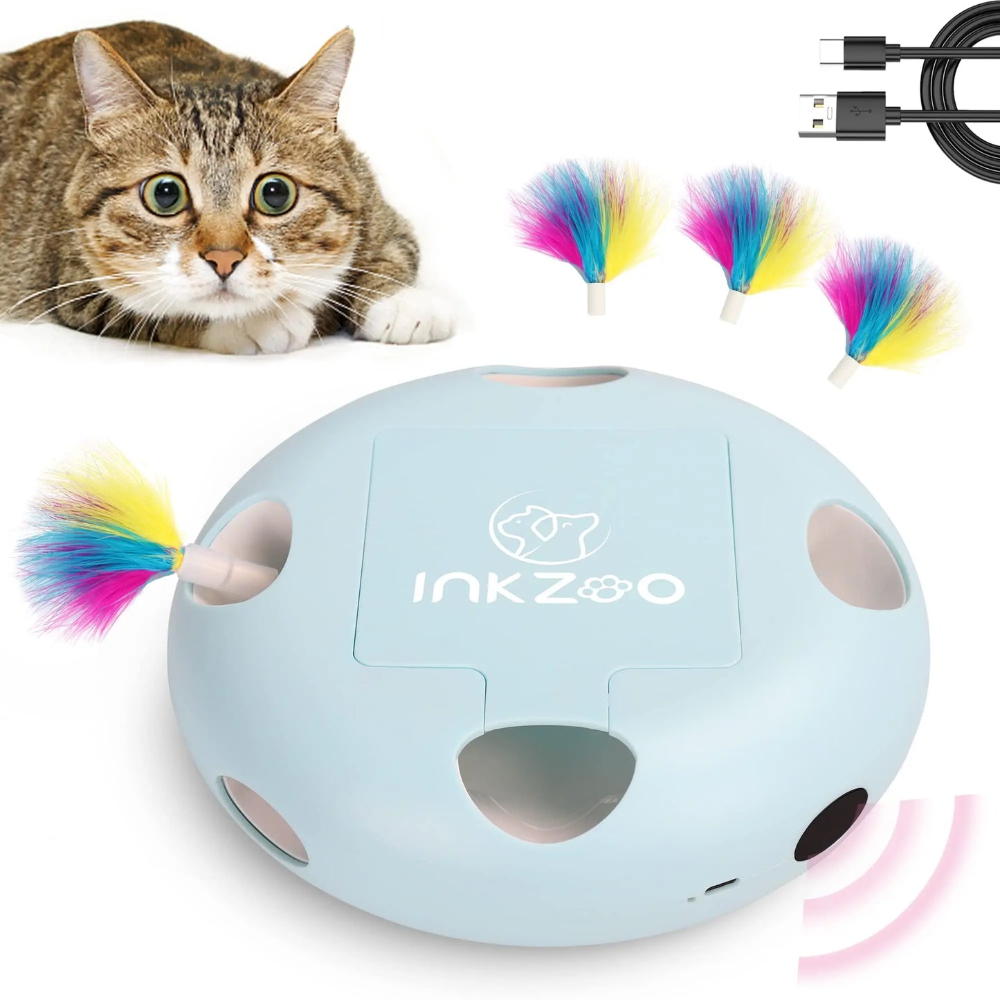 Smart Cat Toy Whack A Mole 7 Hole Interactive Feeder