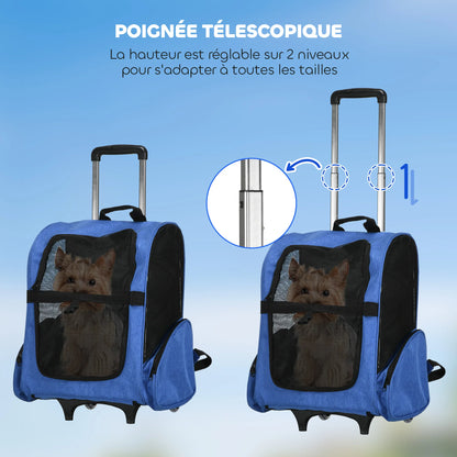 Zaino Trasportino con Ruote 2 in 1 per Animali