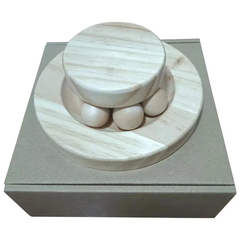 Wooden Cat Toy Tower Track Ball Interactive Disc