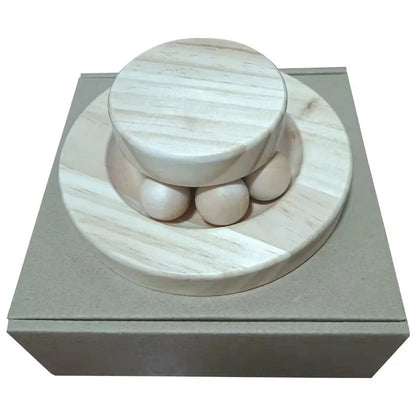 Wooden Cat Toy Tower Track Ball Interactive Disc