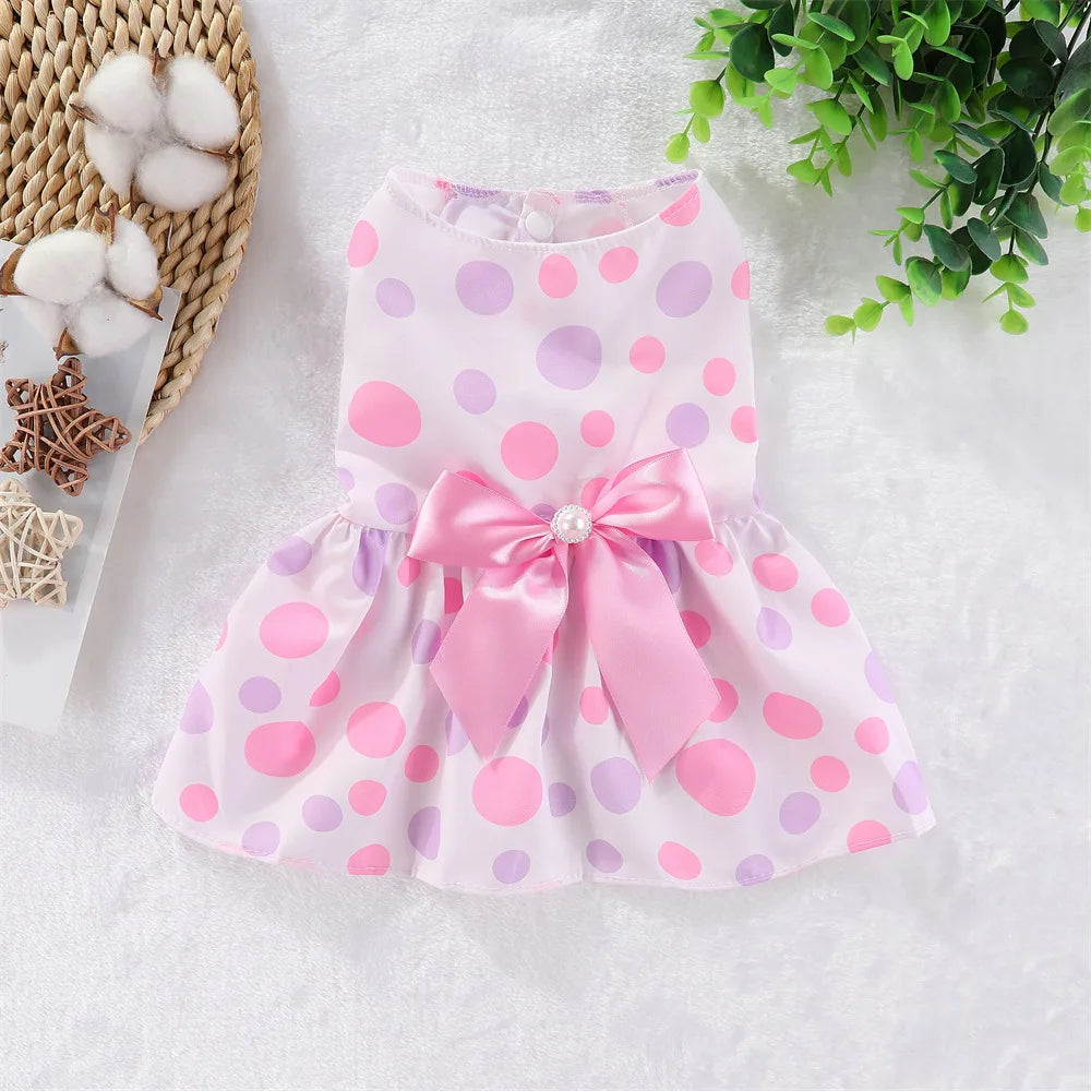 Vestito da Principessa a Righe e Quadri con Fiocco per Animali