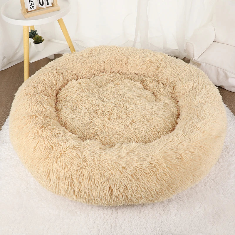 Donut Dog Bed Plush Round Pet Bed Washable