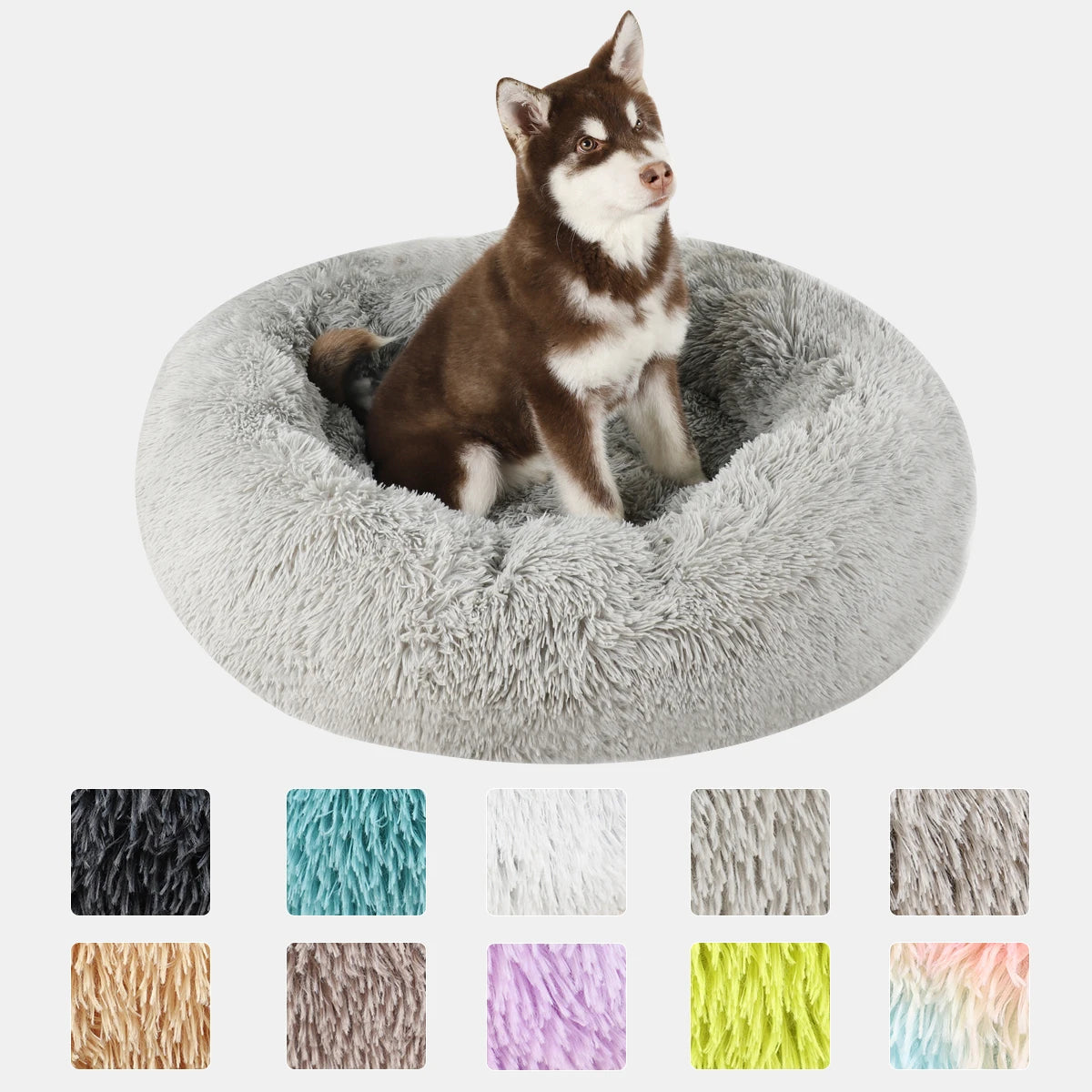Donut Dog Bed Plush Round Pet Bed Washable