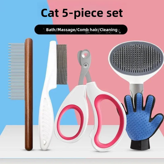 Kit Completo per Toelettatura di Gatti con Forbici e Pettini