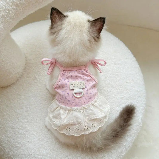 Vestito Floreale con Pettorina per Gatti