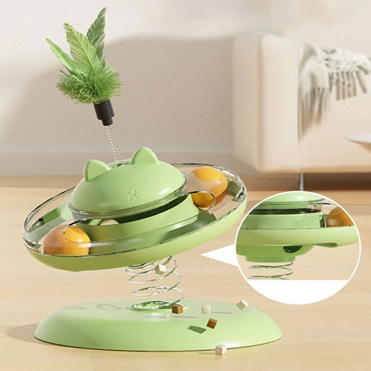 Cat Play Disc Track Ball Toy Slow Feeder Turntable