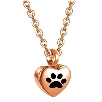 Stainless Steel Heart Paw Urn Necklace for Memorial Ashes Jewelry