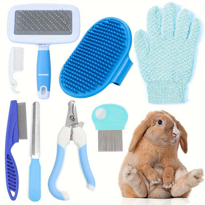 Kit da Toelettatura 8 Pezzi per Gatti con Spazzola Autopulente