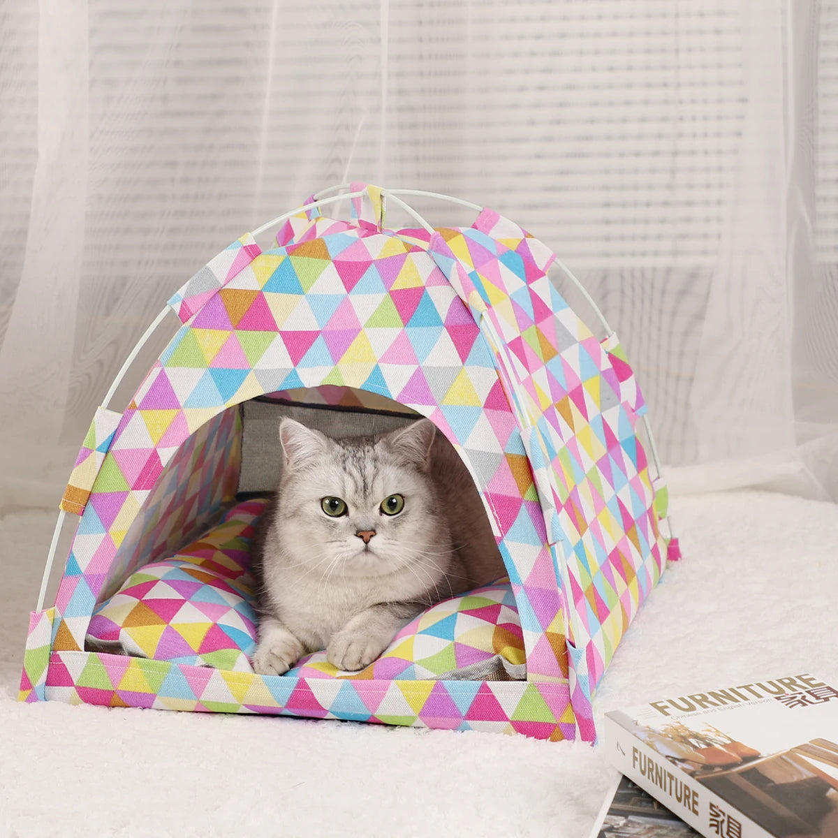 Cat Tent Bed Warm Winter Pet House Cozy Cushion