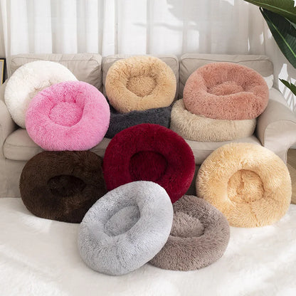 Donut Dog Bed Plush Round Pet Bed Washable