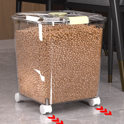 Large Pet Food Storage Container with Wheels Transparent