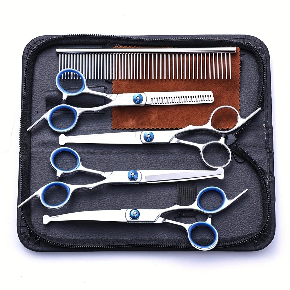 Set Professionale 7 Pezzi per Toelettatura di Cani e Gatti