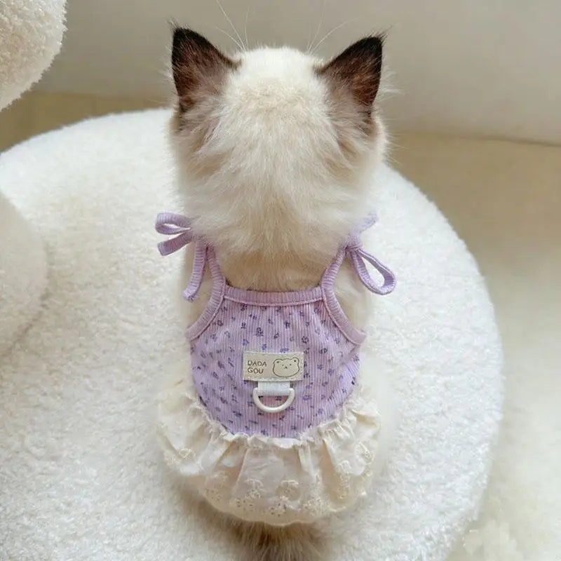 Vestito Floreale con Pettorina per Gatti
