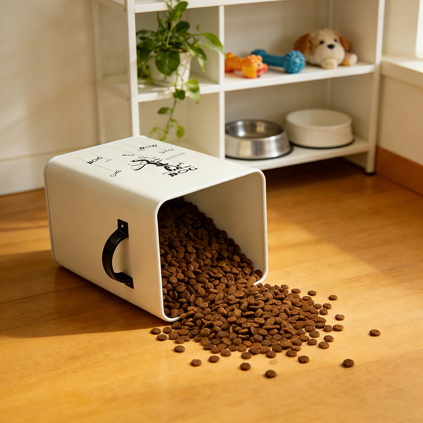 Airtight Metal Pet Food Storage Container with Scoop