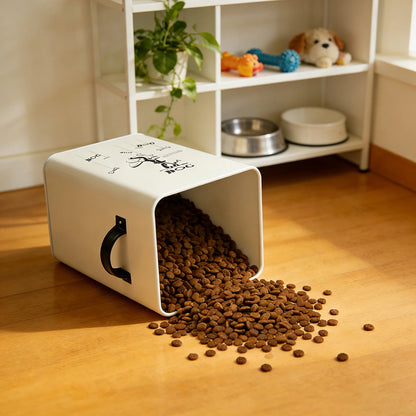 Airtight Metal Pet Food Storage Container with Scoop