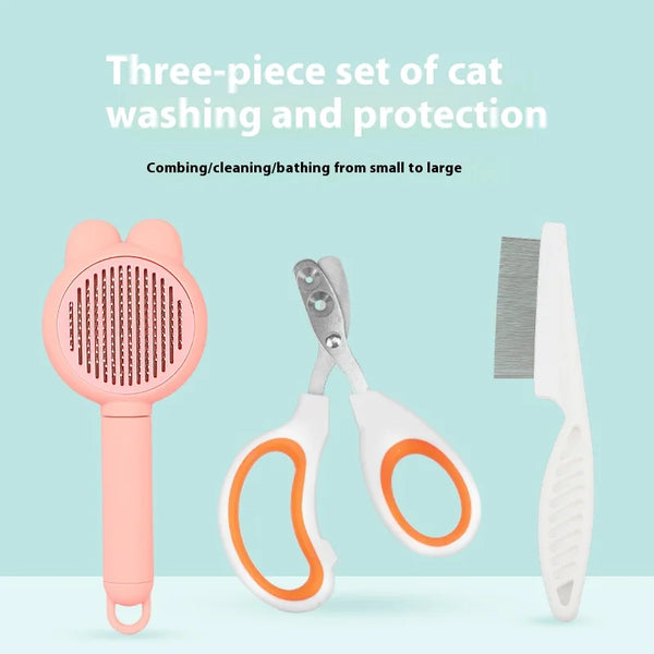 Kit da Toelettatura 3 Pezzi per Gatti e Cani
