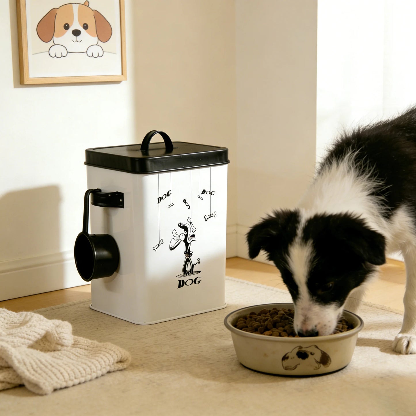 Airtight Metal Pet Food Storage Container with Scoop