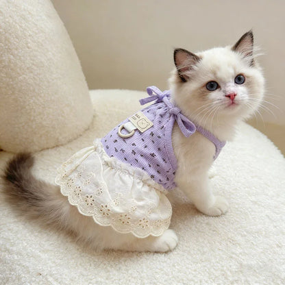Vestito Floreale con Pettorina per Gatti