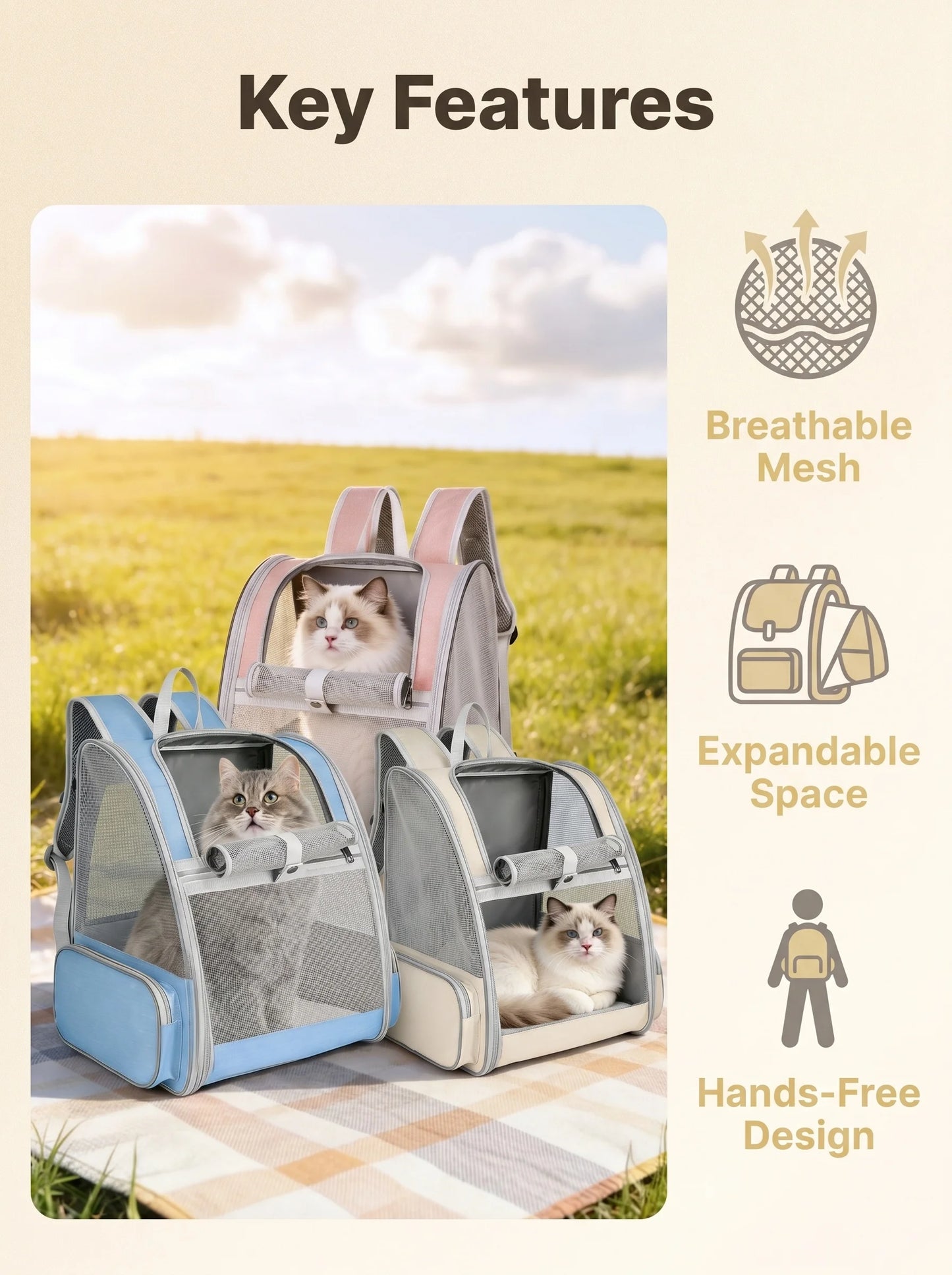 Zaino Trasportino Espandibile per Cani e Gatti