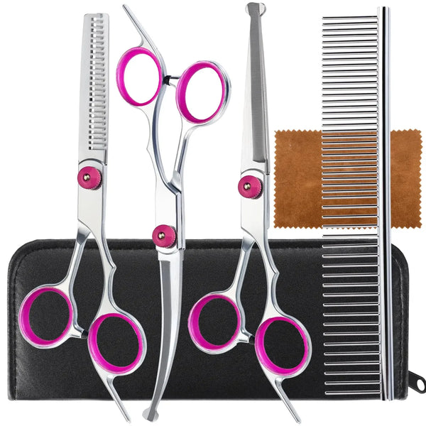Set di Forbici Professionali 5 in 1 per Toelettatura Animali