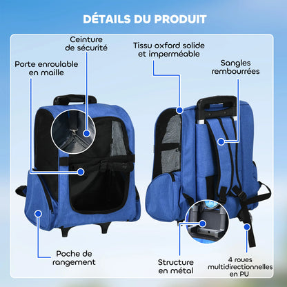 Zaino Trasportino con Ruote 2 in 1 per Animali