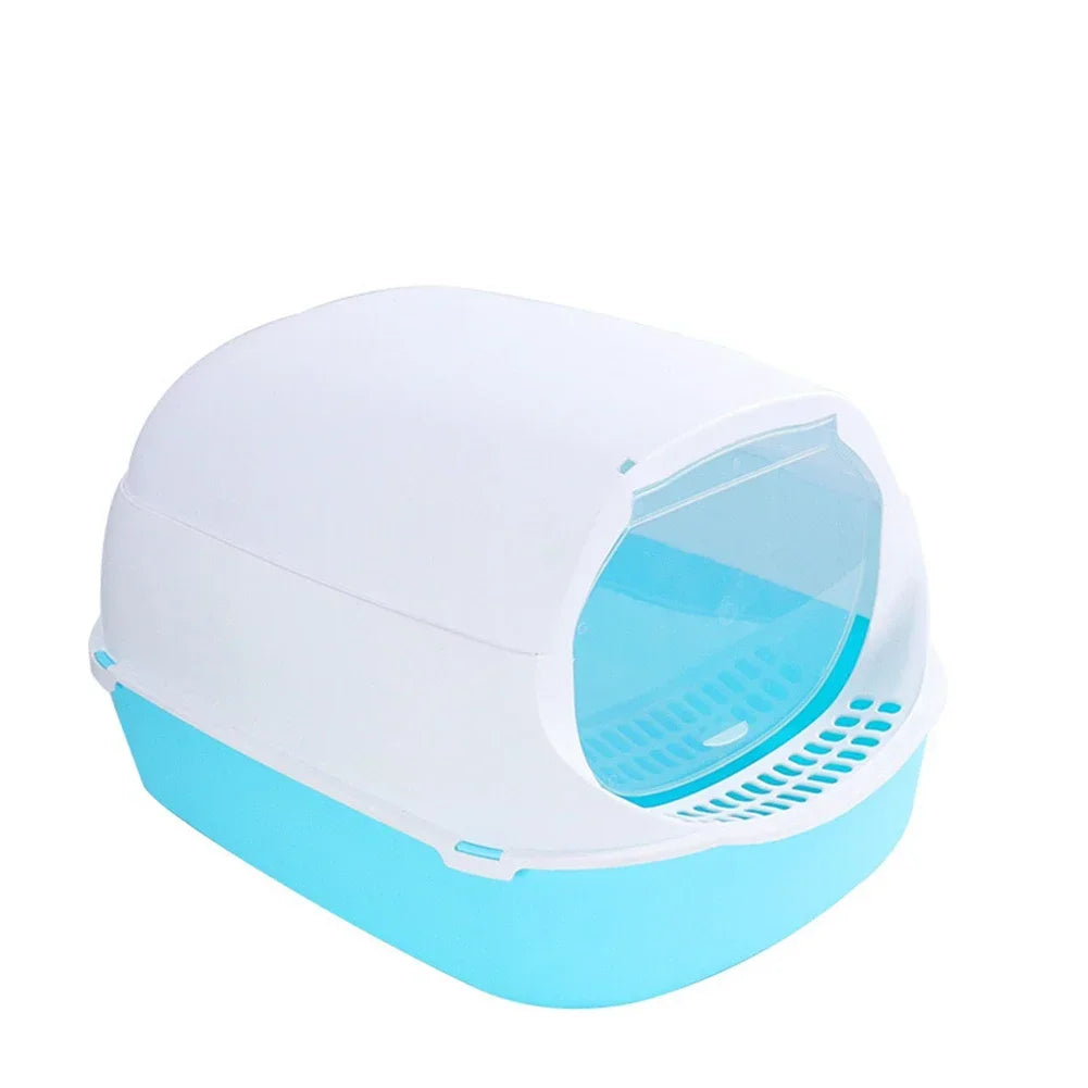 Semi Enclosed Cat Litter Box Splashproof Large Tray