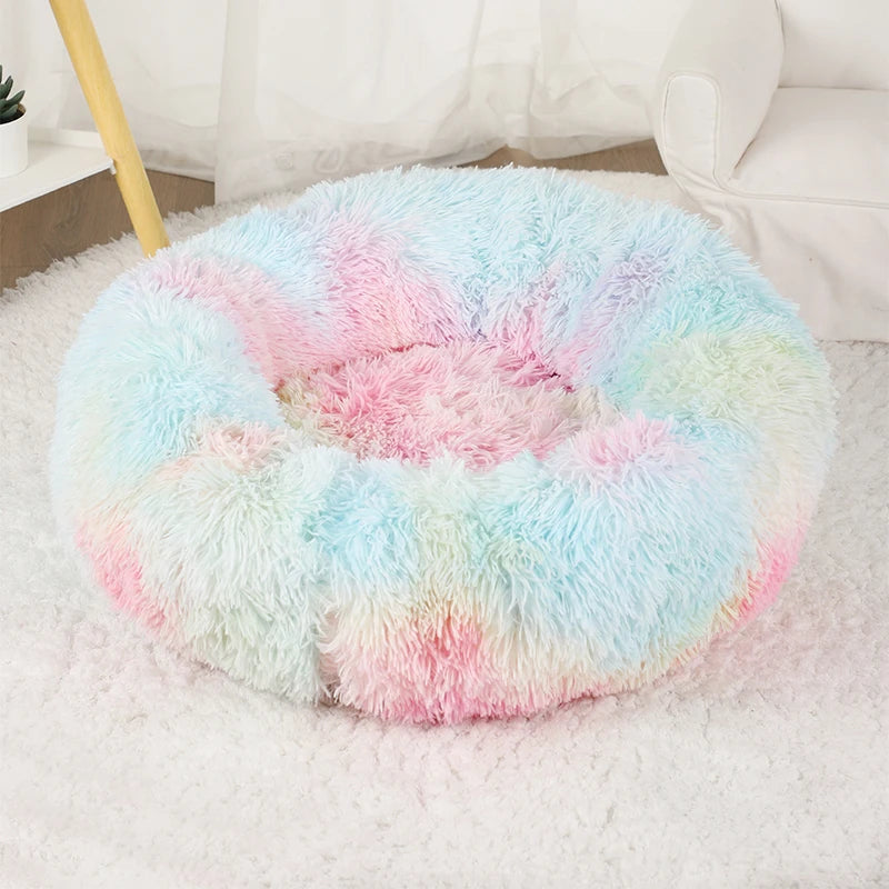 Donut Dog Bed Plush Round Pet Bed Washable