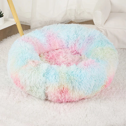 Donut Dog Bed Plush Round Pet Bed Washable