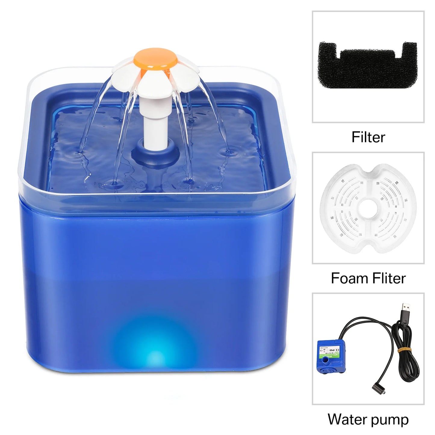2L Cat Water Fountain LED USB Quiet Auto Filter