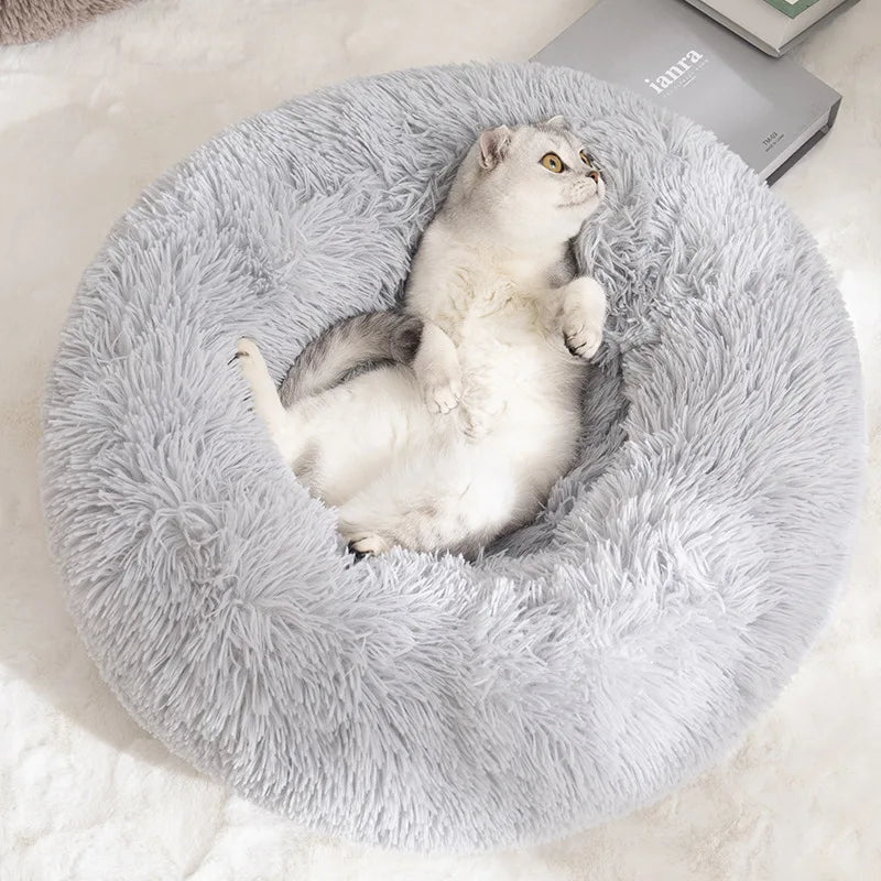 Donut Dog Bed Plush Round Pet Bed Washable
