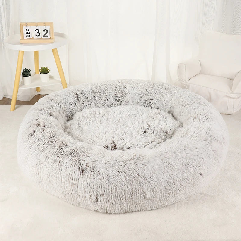 Donut Dog Bed Plush Round Pet Bed Washable