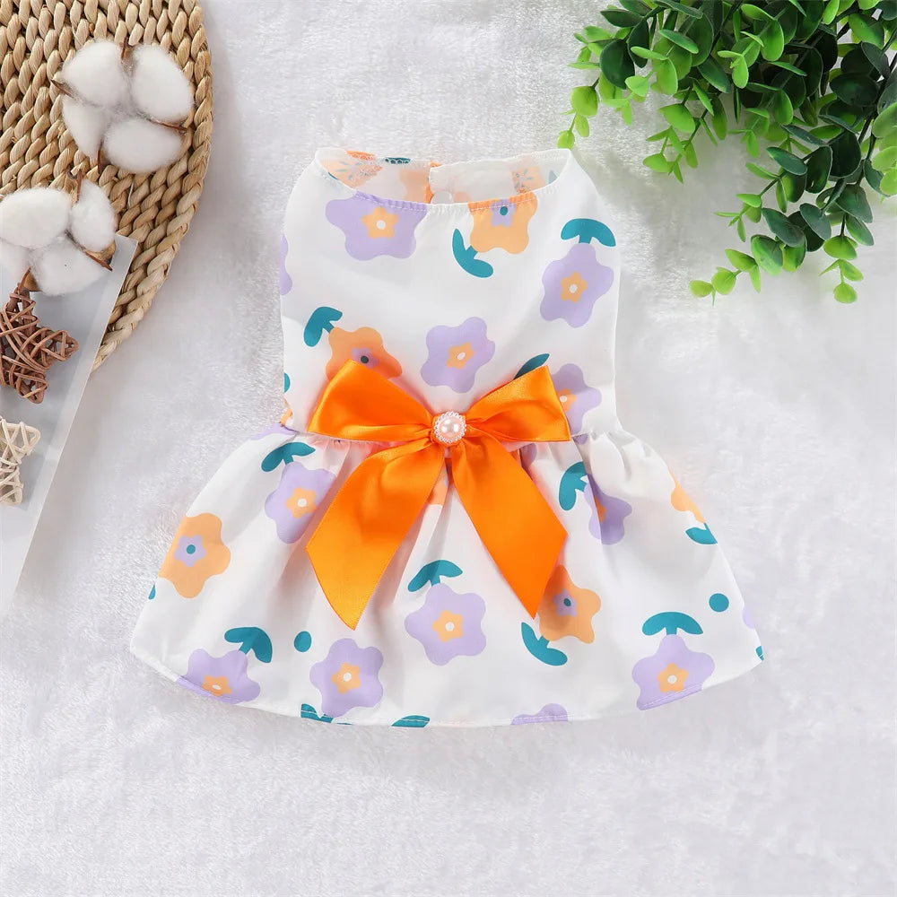 Vestito da Principessa a Righe e Quadri con Fiocco per Animali