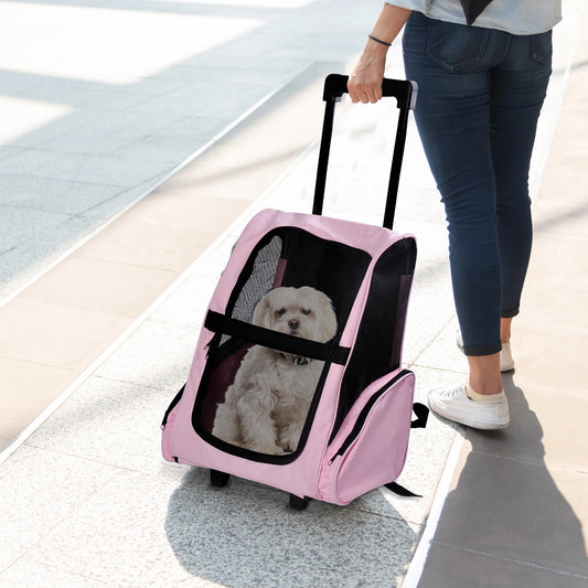 Zaino trasportino 2 in 1 con ruote per cani e gatti