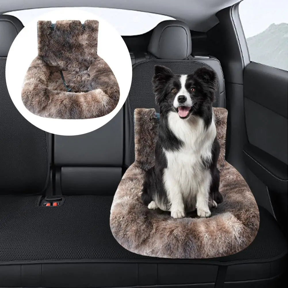 Plush Dog Car Seat Bed Booster Cushion for Pet Travel
