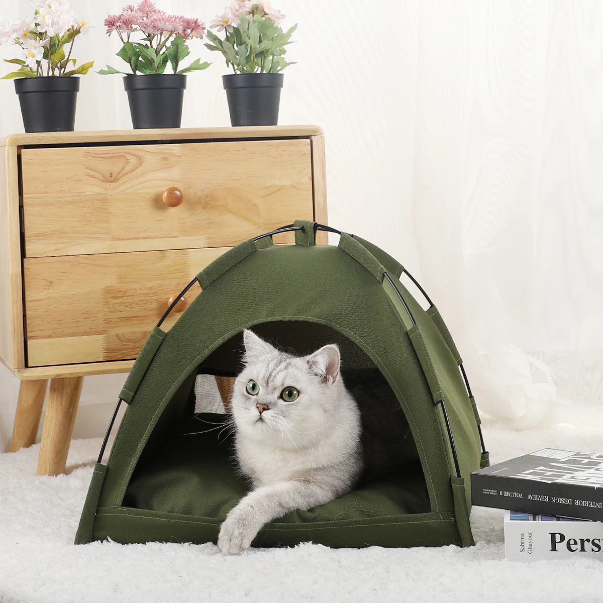 Cat Tent Bed Warm Winter Pet House Cozy Cushion