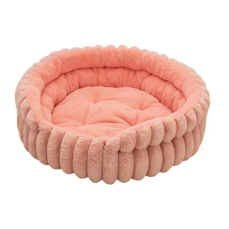 Plush Pet Bed Round Cat Dog Nest Warm Washable