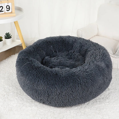 Donut Dog Bed Plush Round Pet Bed Washable