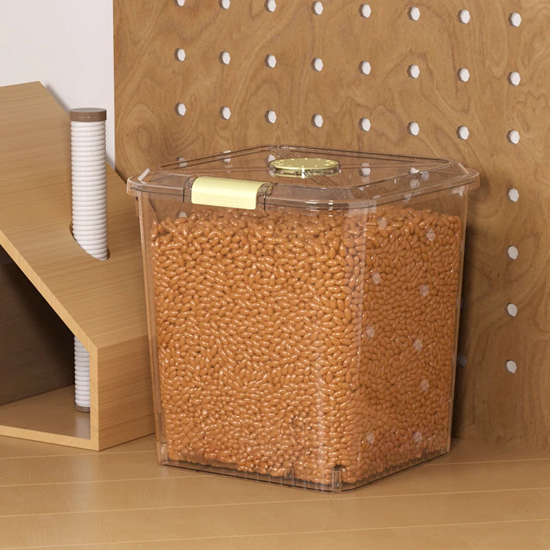 Large Pet Food Storage Container with Wheels Transparent